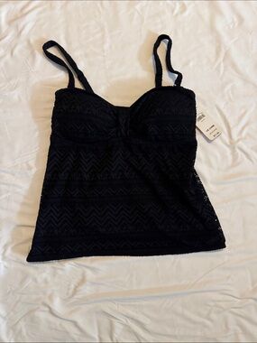 Catalina Black Lace Overlay Tankini Top